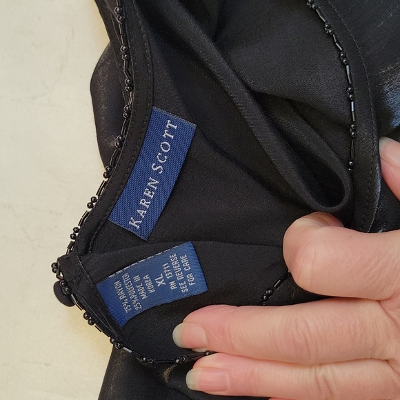 Nwot Karen Scott Black Beaded Rayon/Polyester Sleeveless Blouse Size Xl - Picture 10 of 13